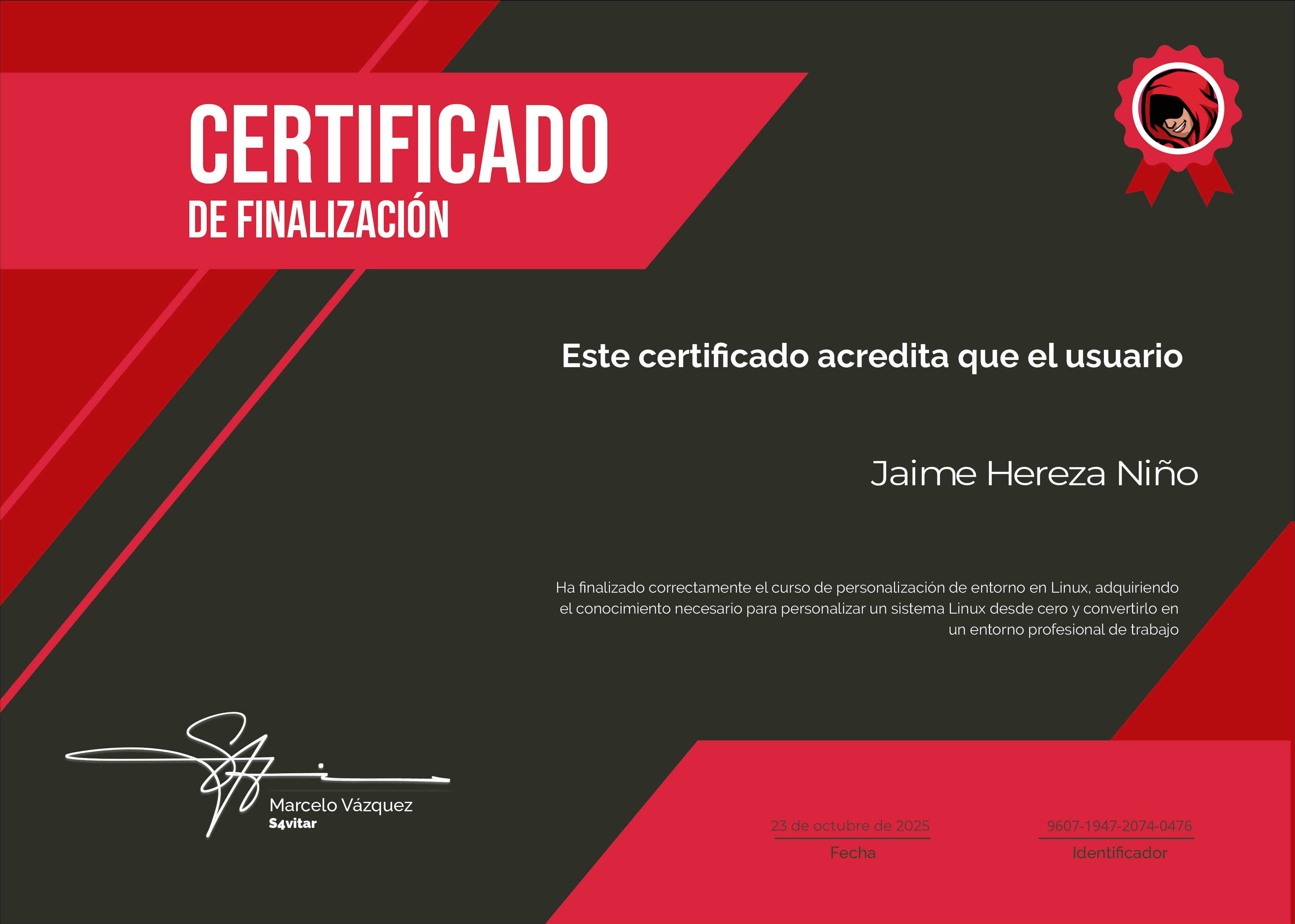 Certificado de Personalización de entorno en Linux