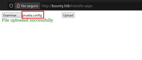 El .config se sube sin bloqueo