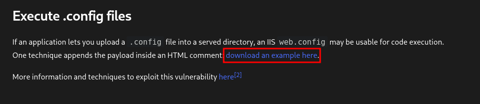HackTricks: ejecutar ficheros .config en IIS